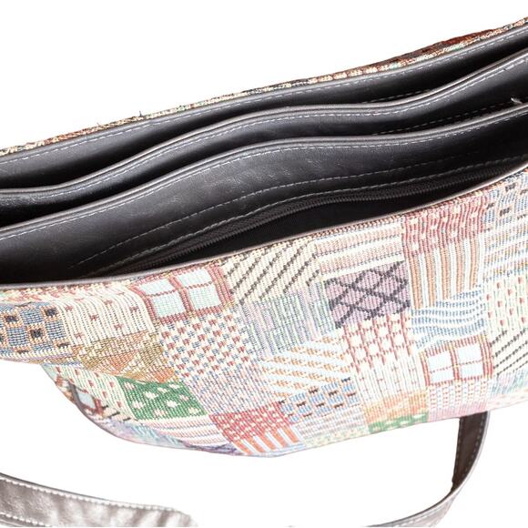 SAS Vintage Patchwork Canvas Shoulder Bag Medium - Picture 8 of 9